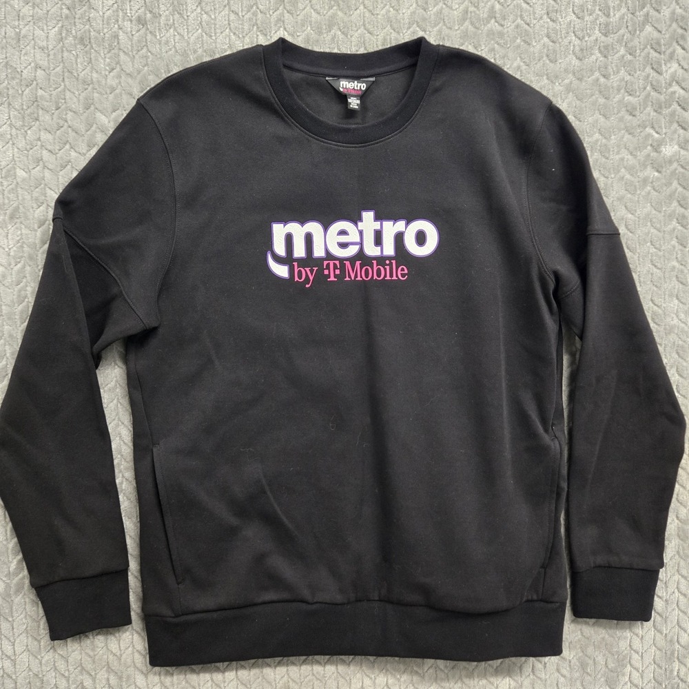 Metro By T Mobile Employee Sweatshirt Pullover Mens‎ Medium Black Excellent